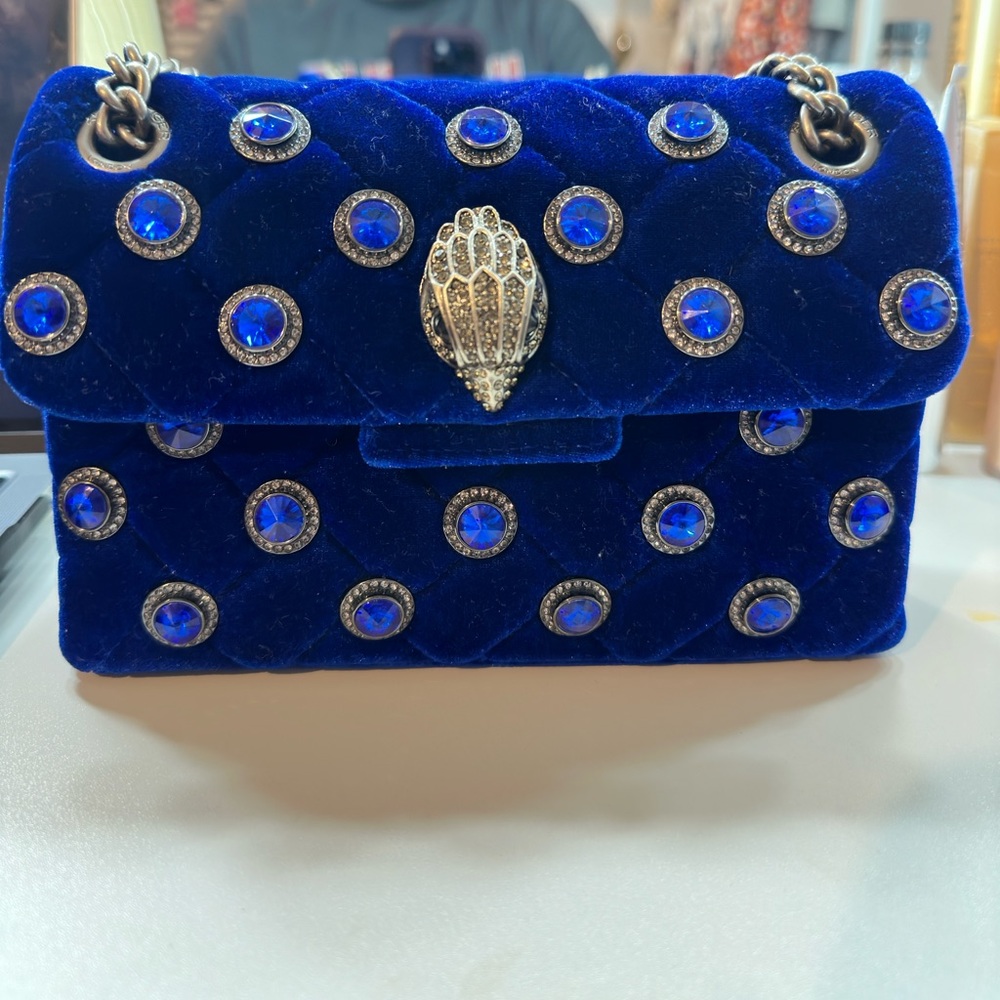 Kurt Geiger velvet mini Kensington in royal blue